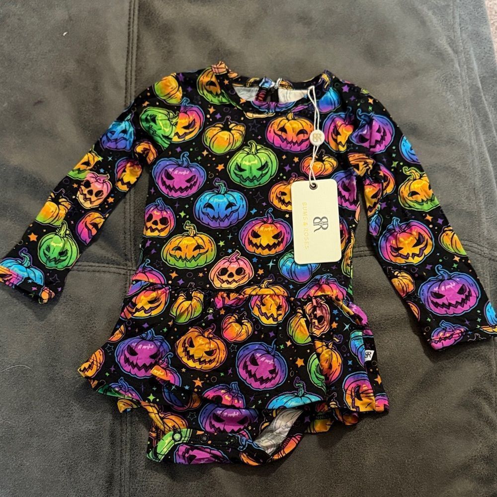 Colorful Pumpkin Print Kids Halloween Costume